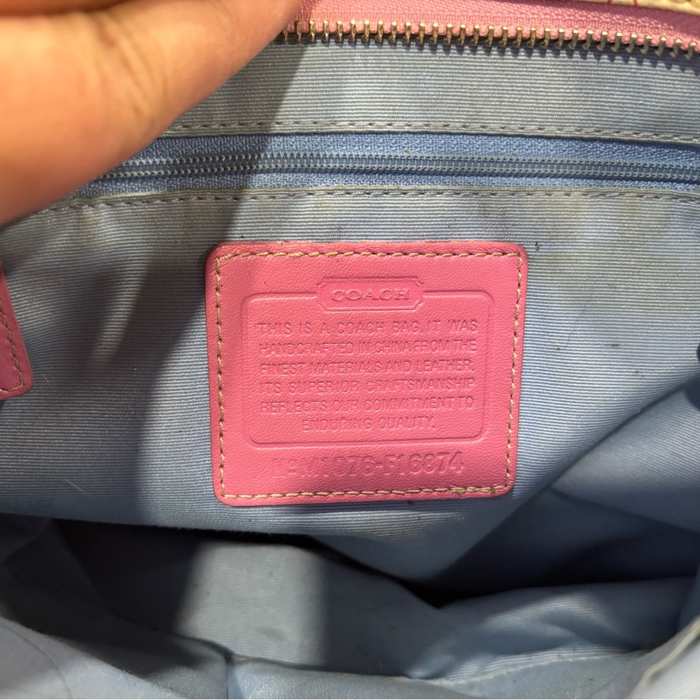 Coach Multicolor Tote with Pink Trim - Picture 3 of 5